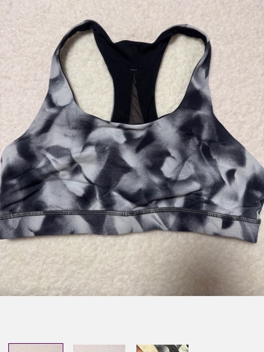 New lululemon athletica Black & White Tie-Dye Racerback Sports Bra